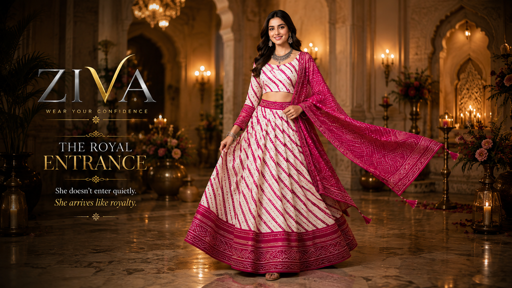 ZIVA AARADHYA | Printed Magenta Lehenga Choli (FREE SIZE)