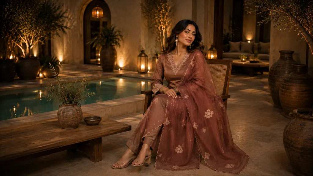 The Aavira Set | Embroidered Silk Kurta Set with Dupatta (S)